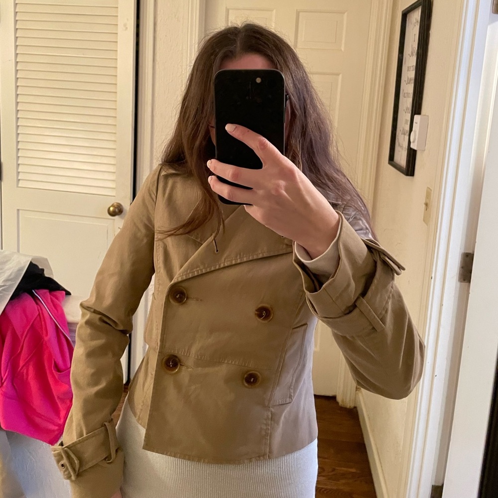 Cotton khaki crop jacket